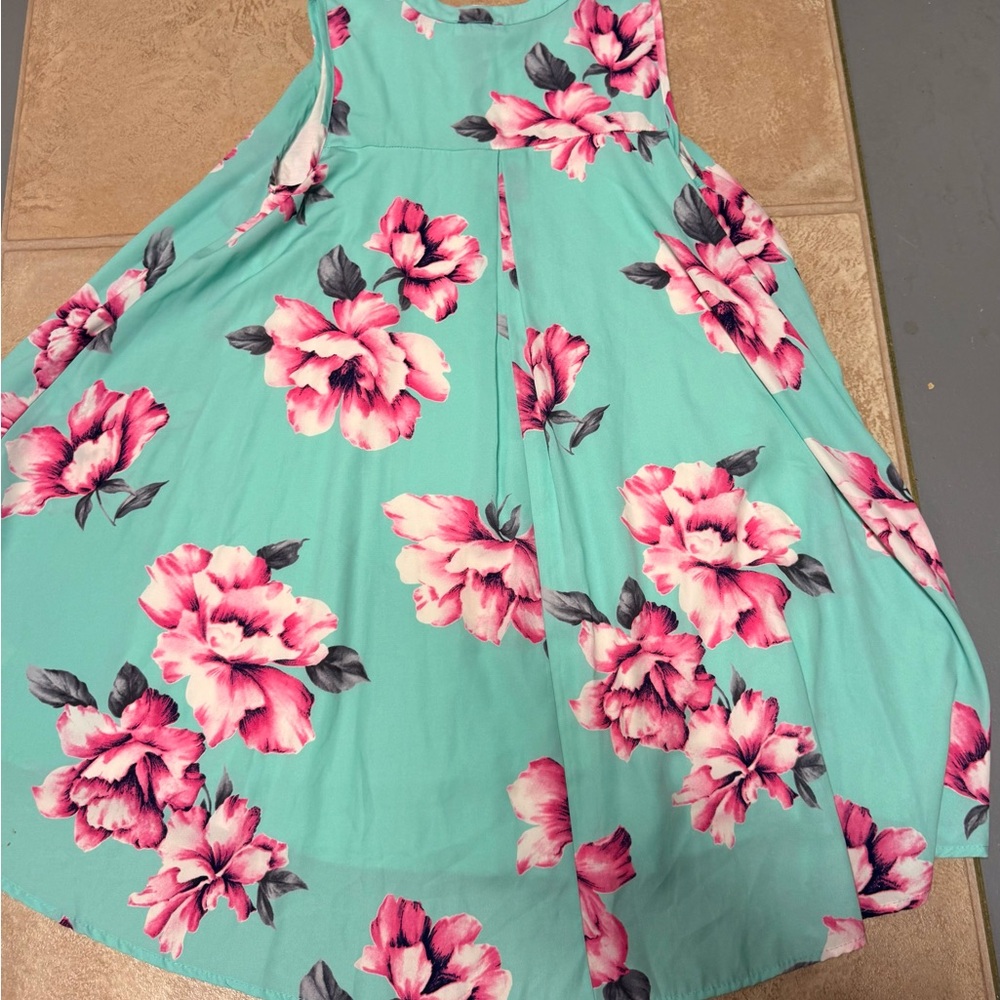 Pink Lily Floral Midi Skirt - Pink and Green